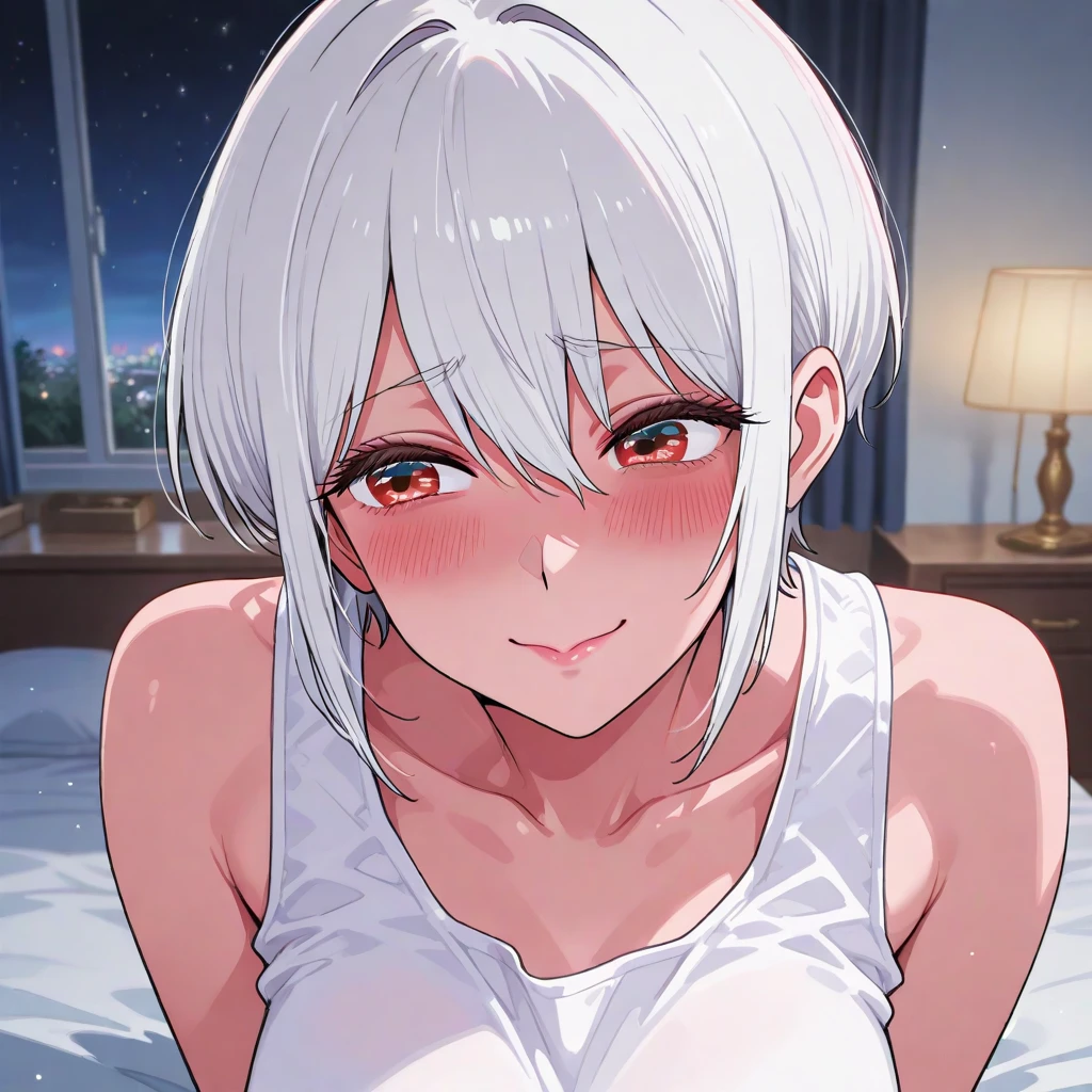 ,1girl,Solo,dark skin,grey hair,light breasts,masterpiece, best quality, very aesthetic, absurdres,(light ),(),(Glossy)