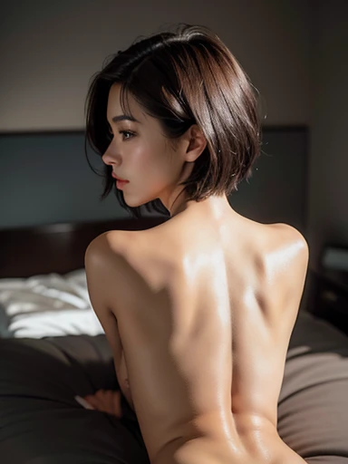 18-year-old boy, Completely naked ,Black Hair, Thin、Beautiful Boy、Japanese、Dark Eyes、whole body、Back view、Butt、turn around、Short Hair、Short cut、male