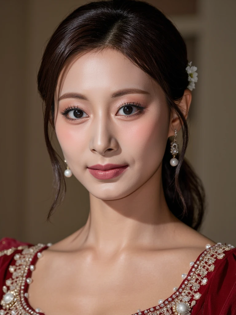 (masterpiece)、(top-quality)、独奏、((A MILF))、(larynx)、(Saliva)、((Perfect fingertip))、(Fancy makeup)、(Open your mouth full)、a closeup、Natural hair、red-lips、Underwear、