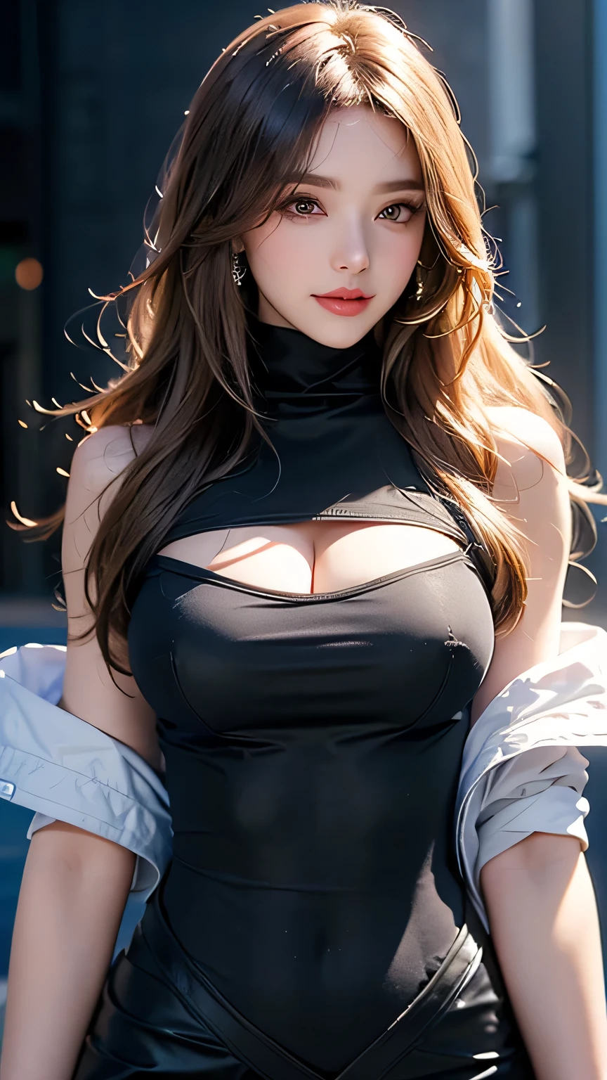 Beautiful woman in All-Black Everything dress