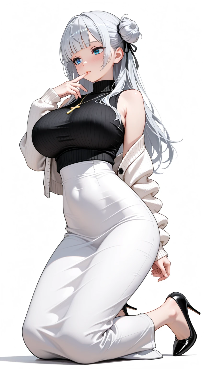 High detailed, 4k quality, stunning 23 years old female, white hair, random hairstyle, necklace and piercing, wearing Erotic Hiking: Long-sleeve moisture-wicking shirt, hiking pants, sturdy hiking boots, and a sun hat, perfect breast, long cleavage, curvy body, playful expression, street background