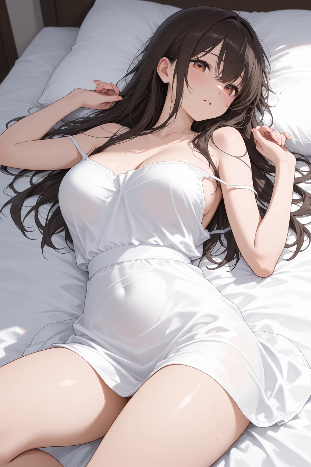 (8K, original photography, best quality,)a girl,16 years old,slim body,nightgown,in the bedroom,Sleep soundly in bed