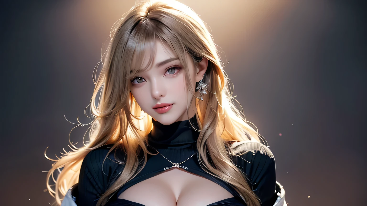 portrait, Practical, blue eyes, Blonde hair, Large Breasts, 4K resolution, High quality CG, Beautiful CG, Soft Light,