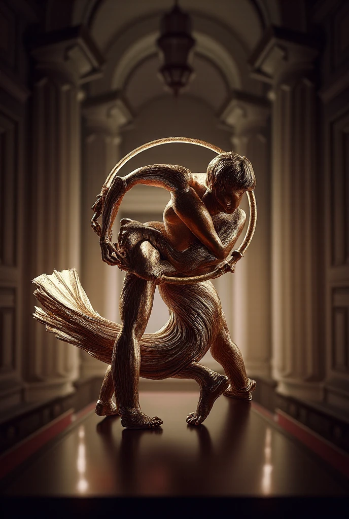 [Sculpture emoji] Imagine a surreal scene where sculpted figures embody desires and fantasies. These figures, crafted with hyperrealistic precision, could be entwined in elegant and provocative poses. The setting should evoke a sense of artistic allure, pushing the boundaries of machine creativity. Optimize the image for UHD quality to capture the intricate details and textures of the sculpted forms.