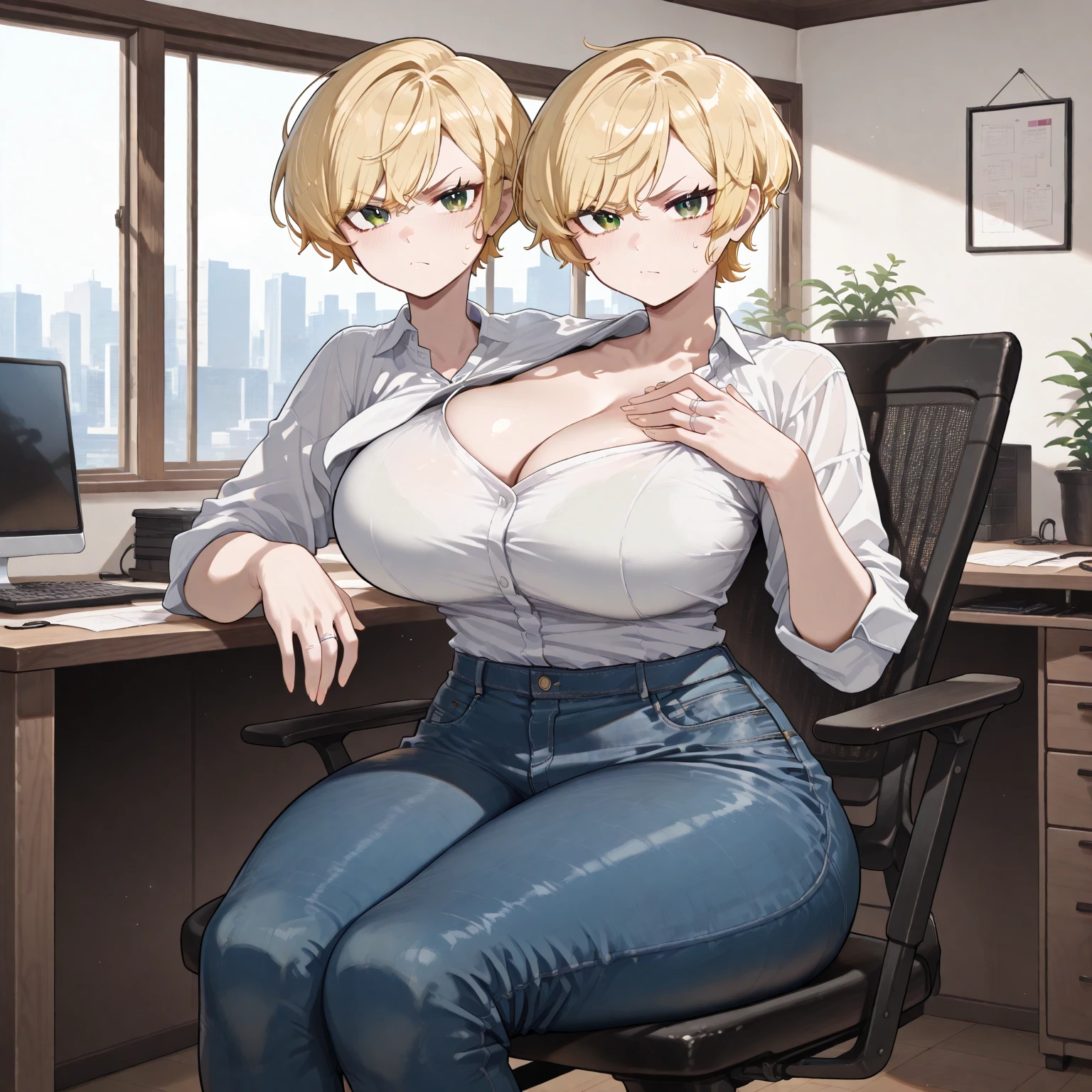 Imagen de anime de dos mujeres con gafas y un libro, (SFW) Seguro para el trabajo, pechos grandes!, Pechos cubiertos y SFW, pechos grandes!!, OPPAI, con unos pechos grandes, Estilo anime Ecchi, Ecchi, con senos grandes, Shirobako, SFW pechos enormes, Estilo Ecchi, Sakimichan y Frank Franzzeta, Chicas de anime