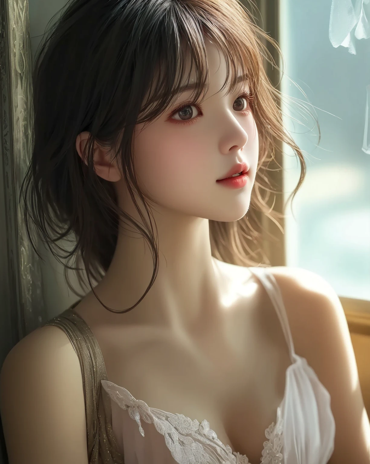 (naked girls:1.3),( (Close-up of upper body: 1.3),(Ultimate and very detailed beautiful breasts: 1.3), (Glossiness: 1.3), (Highest pixel art, RAW file format), (Thinly exposed breast nipples: 1.3), 3D, (Breast nipples are very detailed: 1.3),(Shy blush: 1.3)), Sexy pose: 1.3, {{Beautiful and real Asian girl}}, ((Ulzzang: 1.3)), ((Reality: 1.4)), (exquisite and beautiful face), (exquisite and beautiful big eyes, 8K pupils), (water Glossy lips),((Masterpiece, ultra-high quality, ultra-high resolution)),((Real skin: 1.2, very fine details)),Raw,((Super-realistic 8K CG)), (( Ultra-high 8K))), (Surreal painter style, hyper-realistic portrait masterpiece), (Nikond750 f/1.4 55mm), (Wide-angle lens, dynamic angle, professional lighting, physical rendering), (Best dynamic sense), (Beautification ), Optimization)), ((HD background)), (Extremely detailed CG unified 8k wallpaper),