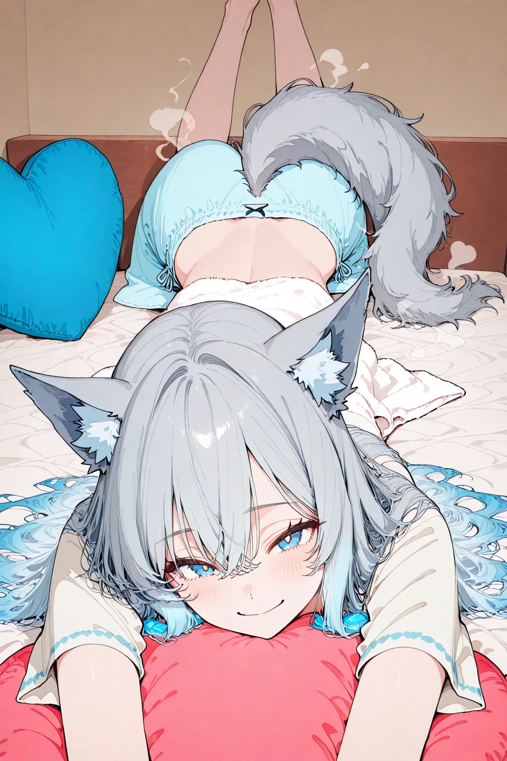 (masterpiece:0.8), (extremely awesome detailed, best quality, highres, 8K HDR, perfect anatomy:1.3), 3d, cowboy shot, from below, pov, (vagina focus, pussy focus:1.2), nsfw, (completely nude:1.1), cum in pussy, (open vagina, spread pussy:1.5), (extremely awesome detailed vagina, extremely awesome detailed pussy:1.4), animal ears, 2girl, (loli  and flat chest:1.5), on back, spread legs, put her head on the pillow, on the bed, embarrassed, extremely awesome detailed shiny hair, extremely awesome detailed black eyes, extremely awesome detailed skin, 