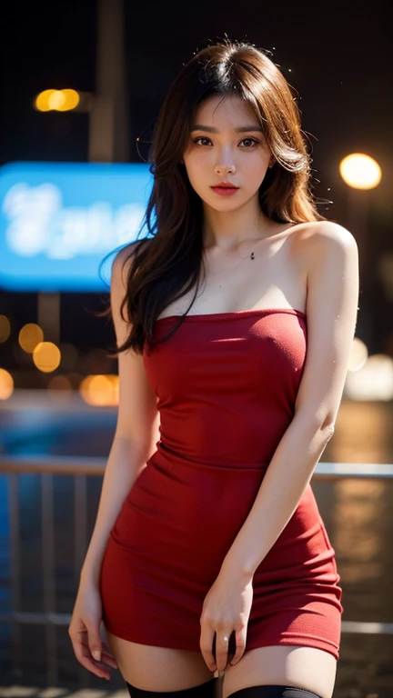 Claire Redfield from Resident Evil, posing seductively to viewer, solo:1, pov, beautiful thighs, front view
Sunny city background, long hair, 3/4 body, v neck off shoulder mini summer dress