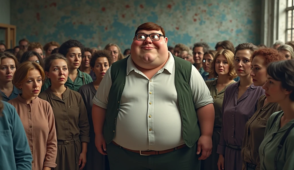 A very obese fat man giving a sculpture class