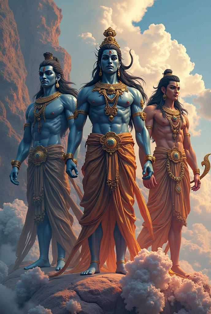 Krishna shiva hanuman 
with body builder center image 
