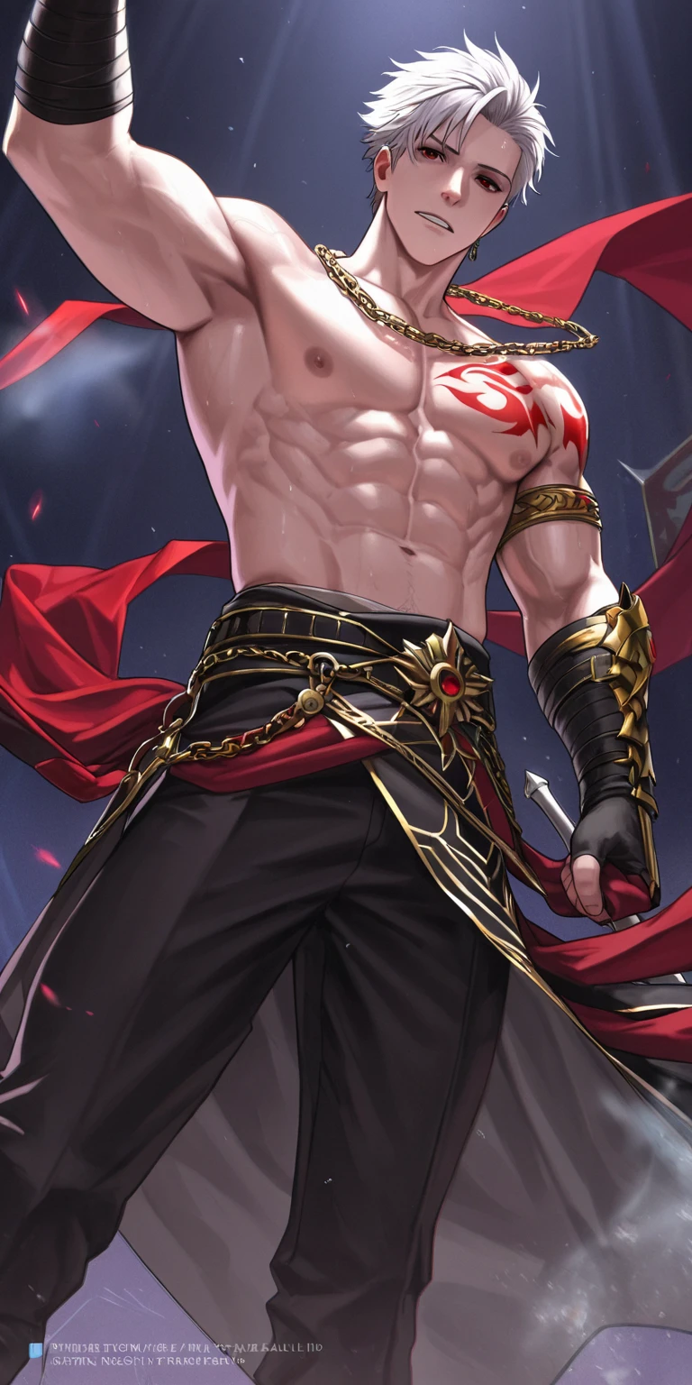 1 boy, handsome face, Perfect male body, red hair, green eyes, glaring, holding a whip in his hand, serious expression, tsundere, standing in castle, Medieval aristocratic men's clothing., best quality, amazing quality, very aesthetic, absurdres, masterpiece,