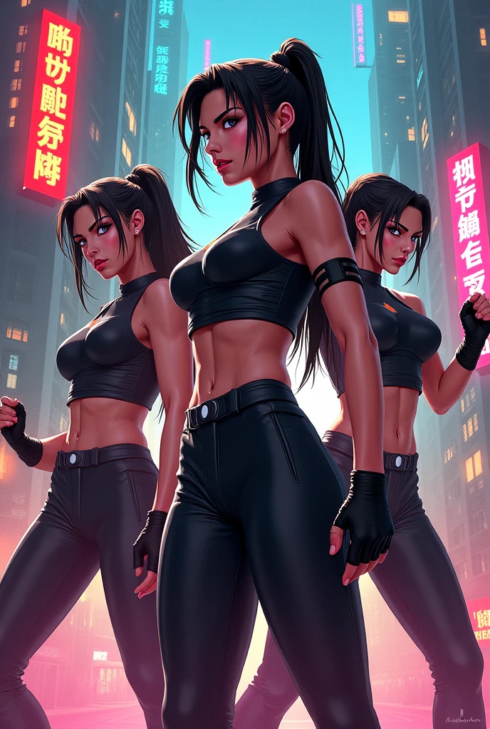 (((tifa lockhart, ))),(masterpiece, best quality, high resolution), (illustration:1.0), 1girl, 2boys, threesome, ((mmf threesome)), ((spitroast)), standing, standing, group,, oral,, from behind, double penetration, woman, high heels, long hair, black hair, earrings, straight hair, --auto --s2