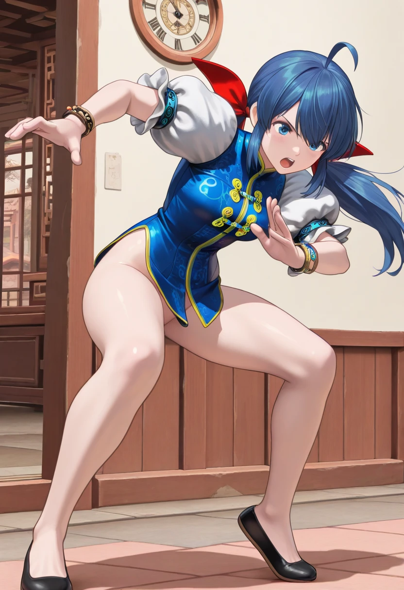 (masterpiece、Highest quality、Highest quality、Official Art、Beautiful and beautiful:1.2)、(One girl:1.3)Hatsune Miku、Twin tails,Beautiful breasts, Katsushika Hokusai,(Make something sexy, 超現実的なmasterpiece, Cinematic, (Photorealistic Chun-Li), Goddess of Beauty, she is cute, The lips are well shaped, Her eyes are a light honey color..., She is very beautiful, perfection , A supermodel). She is known for her classic and elegant beauty..., Very cute girl, (Toned body、Plump curves、Thick legs). Iconic characters from the 6th Street Fighter game. (dynamic fighting stance、Catch a powerful kick with a wide leg kick, Exquisite detail, Kung Fu, Show off your legs, (Lean, Muscular body)、((Ultra-reflective metallic dark blue combat uniform))、The fighting pose is cute