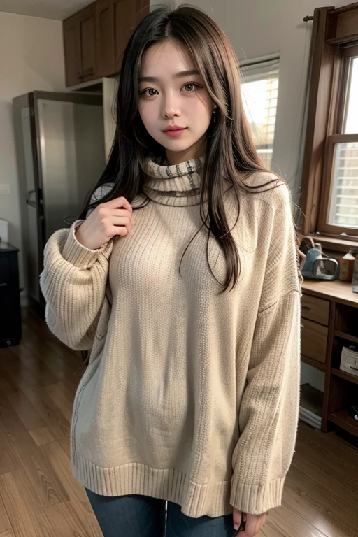 alone, One girl, yamagishi fuuka, Gekkokan High , Turtleneck sweater,