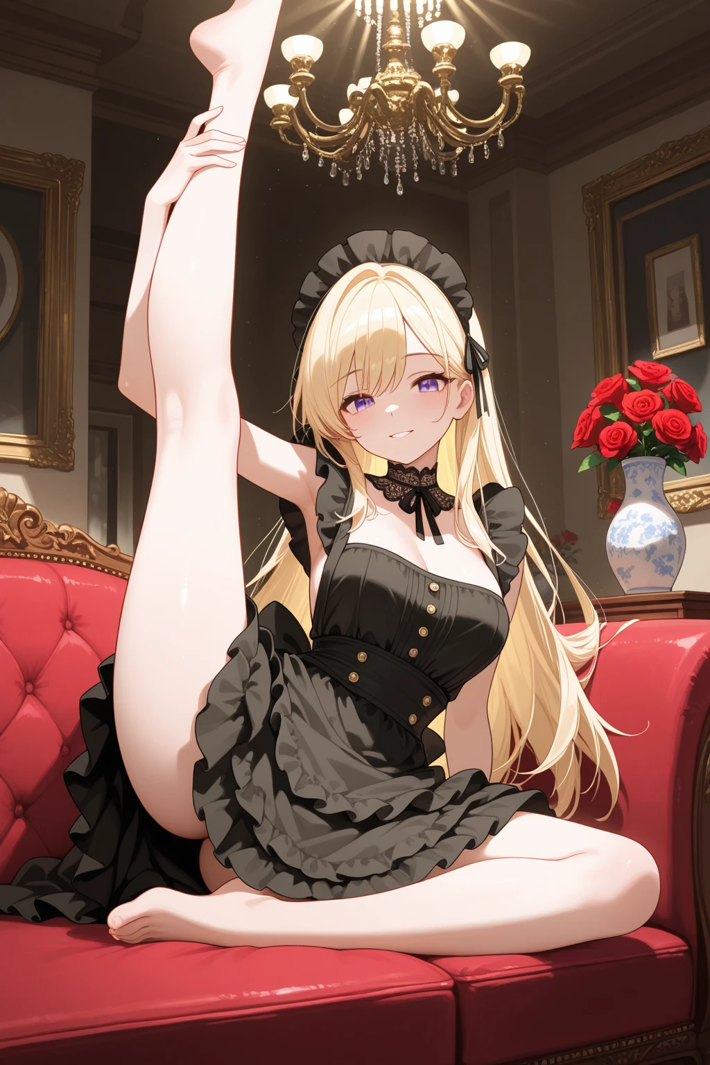 <lora:haruna_v10:0.6>, underwear, wearing stockings with garters, a lace brain, brings out a cake with candles, living room, smiling,NSFW
