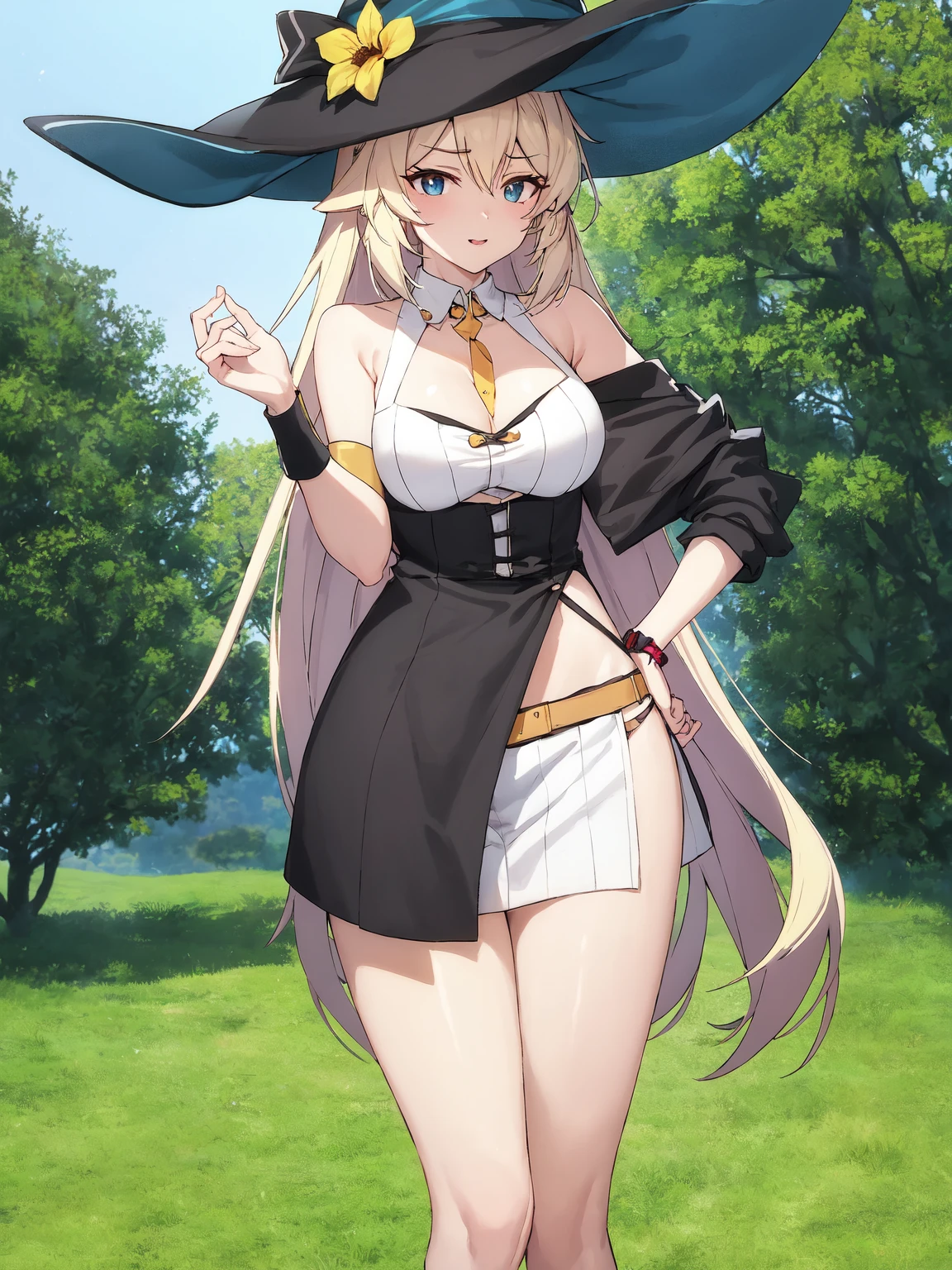 Anime girl in hat,  A scene from the《Ark of tomorrow》videogame, Ark of tomorrow style, 《Ark of tomorrow》role, Fine details. Ark of tomorrow, Shiweiya, render of april, Anime goddess, seductive anime girls, cute anime waifu in a nice dress, onmyoji, holograph, shadowverse style