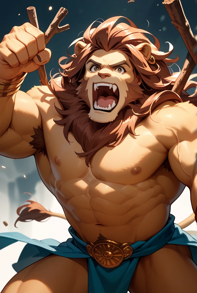 Masterpiece, solo, Detailed eyes, Detailed face, 45age adult, furry, male, handsome, full body, muscle, furry uncle lion, Shaolin Monk, hit the ground with one hand, cracked ground, flying shatter stones, style cute, portrait, head shot portrait, dynamic pose, anime, in motion, extremely detailed, expressive, dramatic light, epic setting, very detailed, light against darkness, photography, hyper realistic, moody, cinema lighting, intricate detail, depth of field