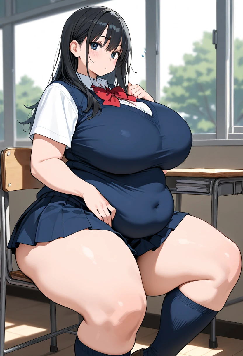 ((1 milf)),chubby,extra limb,female teacher,sailor suit 1:3,lace stockings,45 years old,((blush)), (Beautiful face and body with delicate shadows), ((obscene)), alone, (black hair),twin tails,Glasses,(((big breasts))), ((saggy breasts))),(Both legs open), Plump 1:3, big belly,very big breasts, ((table top)), ((highest quality), (super detailed), (very detailed)), 4K, (8K), highest quality, very detailed, High resolution, ((world class quality)),Sweat,pubic hair,(thick thighs),(thick legs),