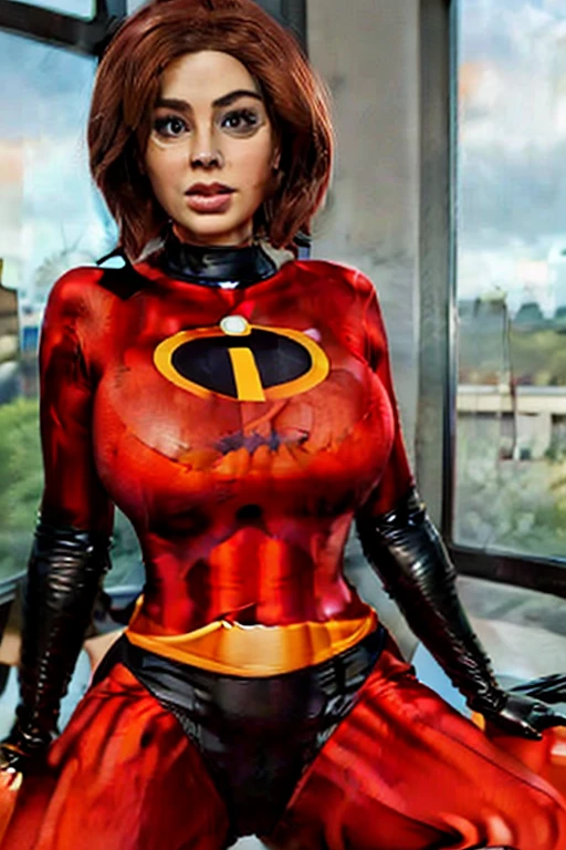 (masterpiece), (solo character), (photorealistic:1.4),(best quality) (the incredibles costume), (Dakota Johnson wearing helen parr costume), (helen), (flash photo), (epiCRealLife), (lora:epiCFlashPhoto), (thighhigh), (elbow gloves), (close up face)