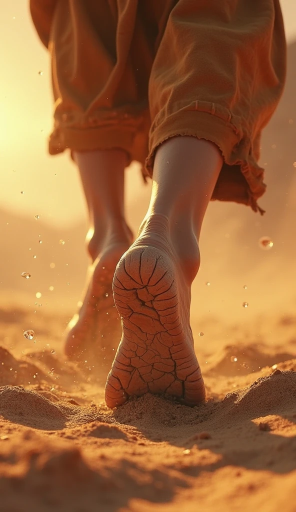 there is a person walking on the beach with their feet in the water, fotografia de perna humana, Directed by: Mike Winkelmann, belas imagens fotorrealistas, Beeple e Jean Giraud, Marcos Adamus, arte digital altamente realista, arte digital hiperrealista, Beeple e Mike Winkelmann, arte digital ultrarrealista, standing on the water ground