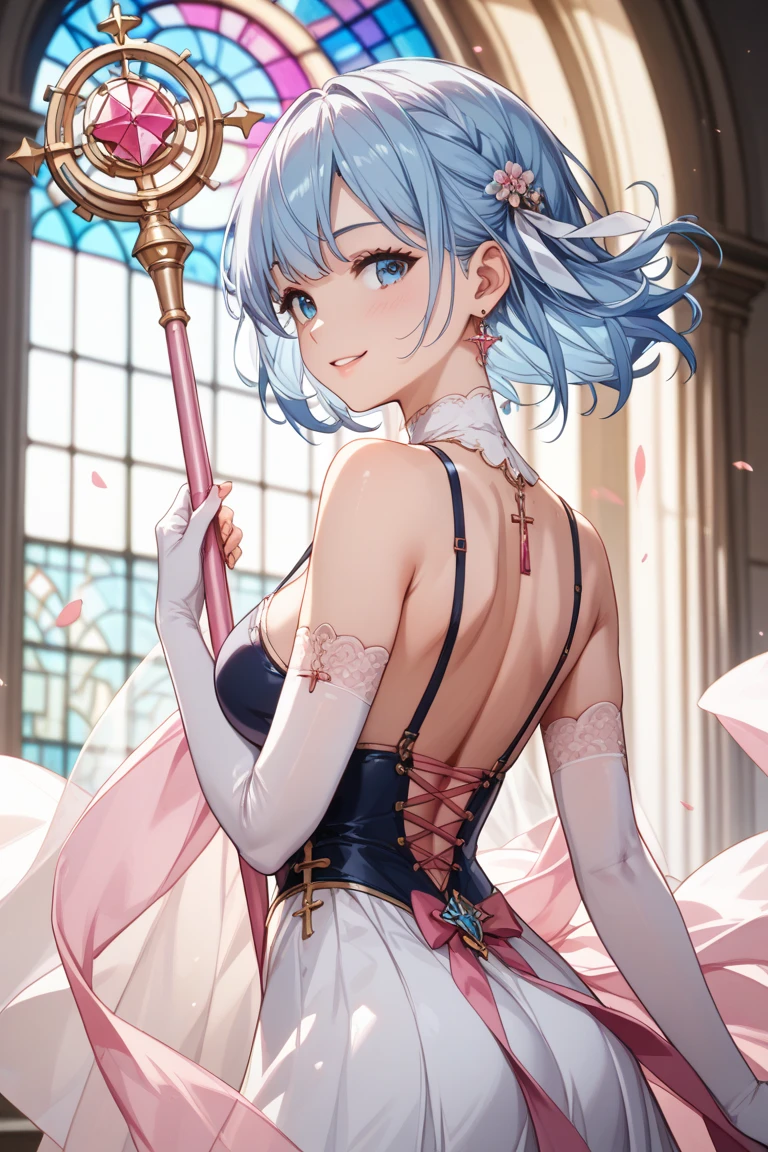 (Masterpiece), (Top Quality Anime Illustrations), (Super Definition), One Girl, Solo, Beautiful Girl with Silver Hair, Anime Loli, Cat Ear Loli, Petite Loli, Light Blue Miniskirt Cheongsam, See-through, Off Shoulder, Off Neck, Smile, Cleavage Enhancement, cleavage cutout, Lower Half of Breasts bared, Lower Half of Chest Visible Bare Skin, Navel, Open Stance, sideboob, Thighs