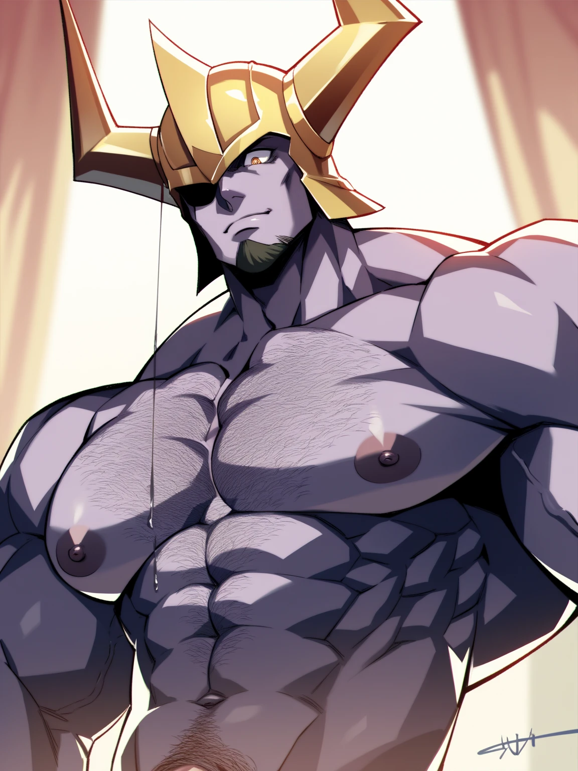 nappa, male focus, solo,cowboy shot, 1boy, bald, nipples, muscular male, abs,black vambraces, veins, pectorals, thighs, black eyes, topless male, mustache, (( micro-thong:_Pattern_designs_thongs_perspire_massive pec_Get cum all over your body)) , ((micro-armor)) , tail around waist, (best quality, masterpiece) , stripclub , full body , black boots , (best quality, masterpiece) , full body , black boots , bulge , dubmerging in cum, (cum), (cum on body:1.2), (cum on Back:1.2), (cum on Ass:1.2), (covered by cum:1.2), (bukkakAI:1.3),