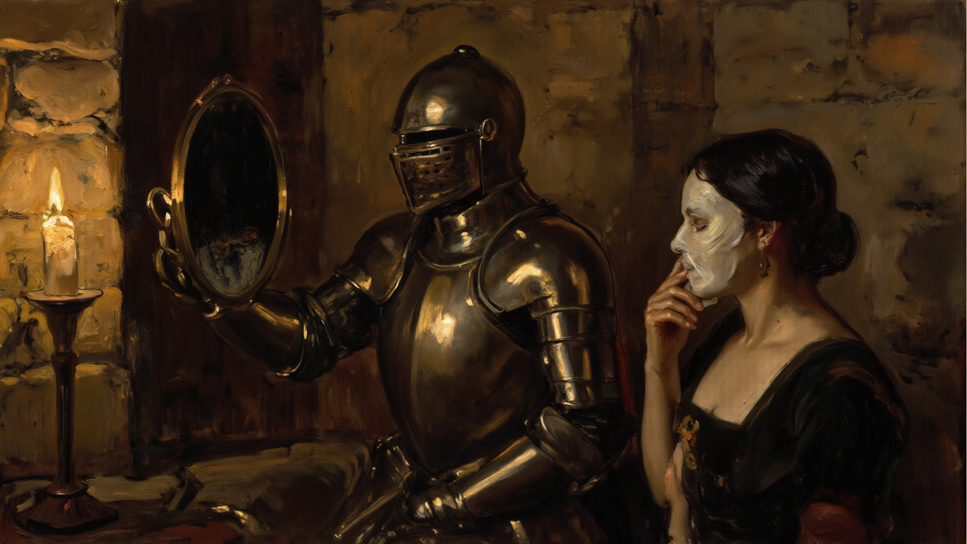 frankenstein em um paiting surreal por Max Ernst, Paul Delvaux e Leonor Fini