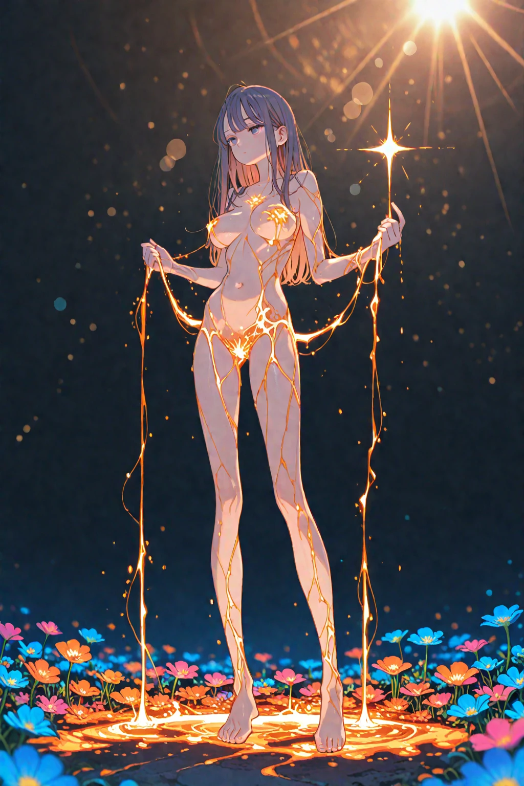 hiten kei style, claude monet, oil painting, cowboy shot, a beautiful woman, messy hair, girly, symmetrical bun, hair accessories, jewelry, delicate face, eye shadow, small breasts, topless, erect nipples, Dunhuang style, a lot of streamers, cyan streamers, orange streamers, red streamers, delicate skin, soft light effects, delicate and smooth hair, delicate details, eye highlights, fair skin, fine portrayal, extreme details, cinematic quality, thin, slender, broken, hair details, thin bangs, shawl hair, correct body, shadows, air bangs, 8K, Super fine, fine fabric texture, soft, supple, smooth texture, Dunhuang style, delicate pattern, correct hand painting, smile, tsurime, surrealism, ray tracing, UHD, high details, super detail, highres, 8k, high quality, high details, textured skin, accurate, nsfw, large nipples, navel, sweaty skin, thighs, dancing,1 arms up, puffy nipples dunhuang dance