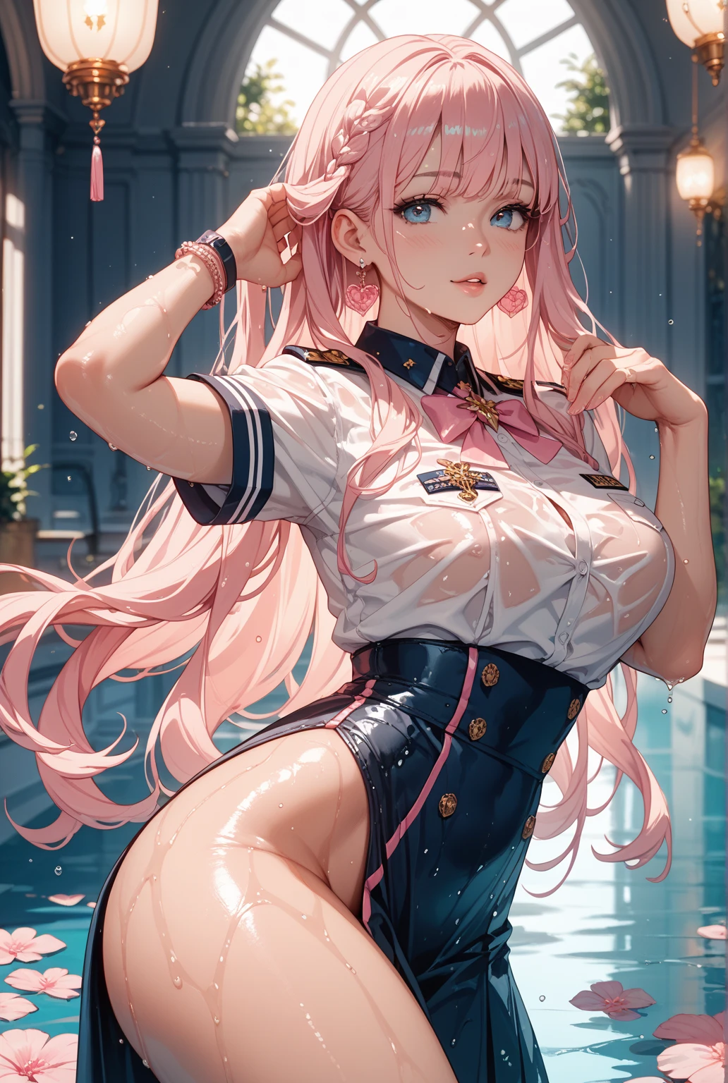 (((buckshot)))、show your back、return、sexy pose、beautiful return、beautiful butt、buckshot、look return、perfect hands、perfect feet、genuine、realistic、、(realistic、Photoreal:1.37)、、(realistic、Photoreal:1.37)、(big breasts:1.5)、(big breasts:1.5)(huge breasts:1.5)、masterpiece, 最high quality, ultra high resolution,(photo-realistic:1.4),((1 girl)), upper body whole body, close-up shot of face, Big eyes, big breasts, cleavage,,one piece、 cute, young, temporarily stop, looking at the viewer,,sexy,room、Super realistic、Super realistic、Super detailed、high quality、Super realistic、Super detailed、high quality、Super detailed顔、lip details、fine eyes、double eyelid、Super detailed顔、lip details、fine eyes、double eyelid、perfect hands、perfect feet、genuine、realistic、、(realistic、Photoreal:1.37)、、(realistic、Photoreal:1.37)、(big breasts:1.5)、(big breasts:1.5)、(((huge breasts :1.5, and saggy breasts:1.5)))、hyper realistic、hyper realistic、super slender、slender body、perfect abs、perfect abs、(Raw photo, realism 1.4)、perfect eyes,((pink hair))、(droopy eyes),beautiful eyes、fine eyes、super high quality eyeasterpiece:1.2, 最high quality), (realistic, photorealistic:1.4), beautiful illustrations, (natural side lighting, movie lighting), NSFW, looking at the viewer, 1 girl, Japanese, high school girl, perfect face, Cute symmetrical face, shiny skin, (middle hair, straight hair, silver hair), hair between eyes, dark red eyes, shining eyes, Big eyes, long eyelashes, (medium breasts), thin, beautiful hair, beautiful face, Dense and beautiful eyes, beautiful clavicle, beautiful body, beautiful breasts, beautiful thighs, beautiful feet, beautiful fingers, ((Fumizuki , wine red blazer, white collared shirt, gray pleated mini skirt)