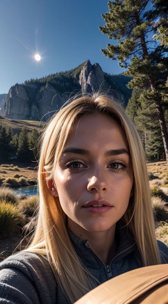 My blonde watching the sunset on the mountain