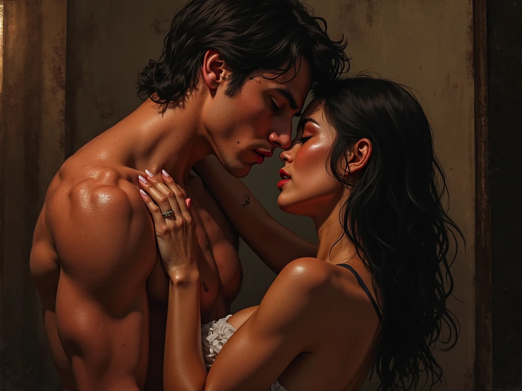 Morrigan kissing with Leon Kennedy 
