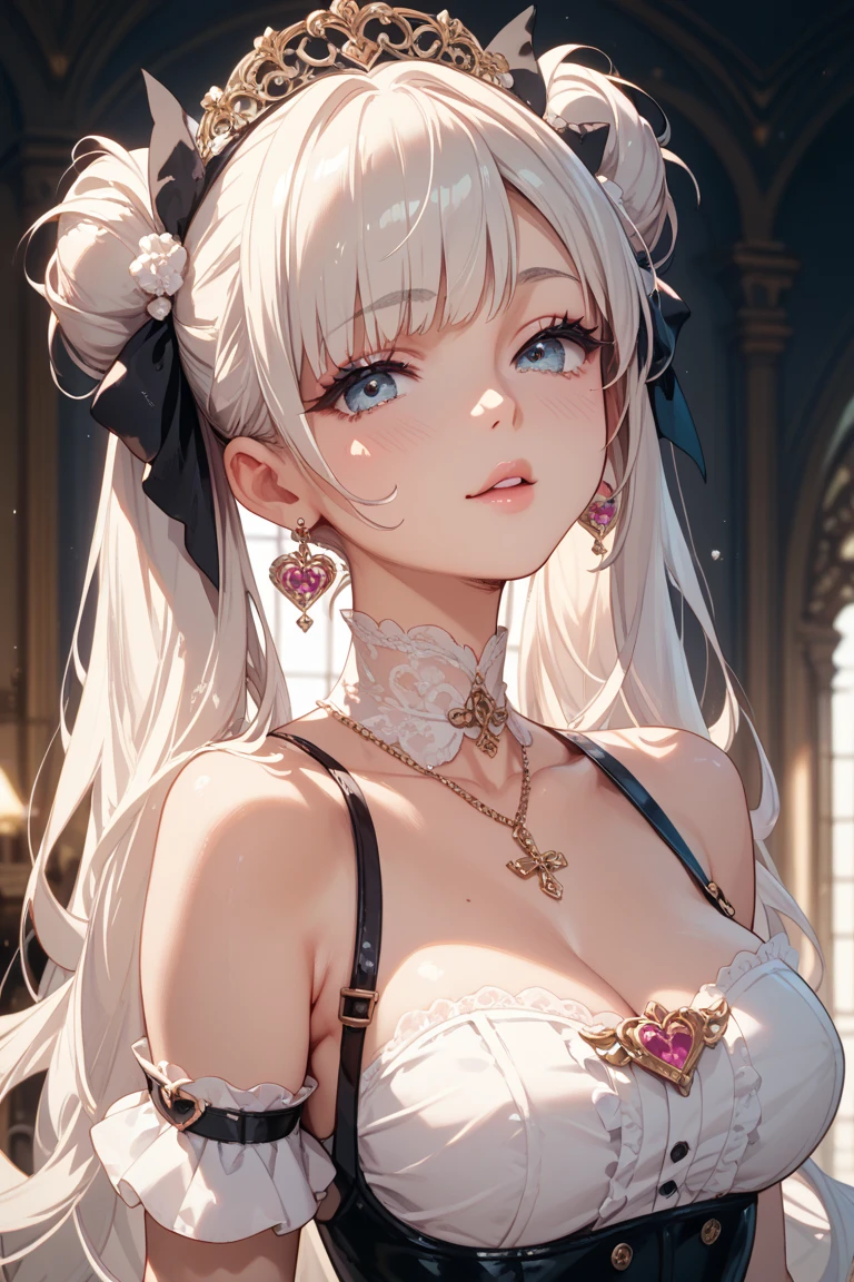 High resolution, 4K, Masterpiece, Best night, full moon, One beautiful woman, Mature Woman, Cold Face, Expressionless, silvery white, Long Hair, Pale pink lips, calm, intellectual, Three Belts, Grey Eyes, assassin, Flowers,