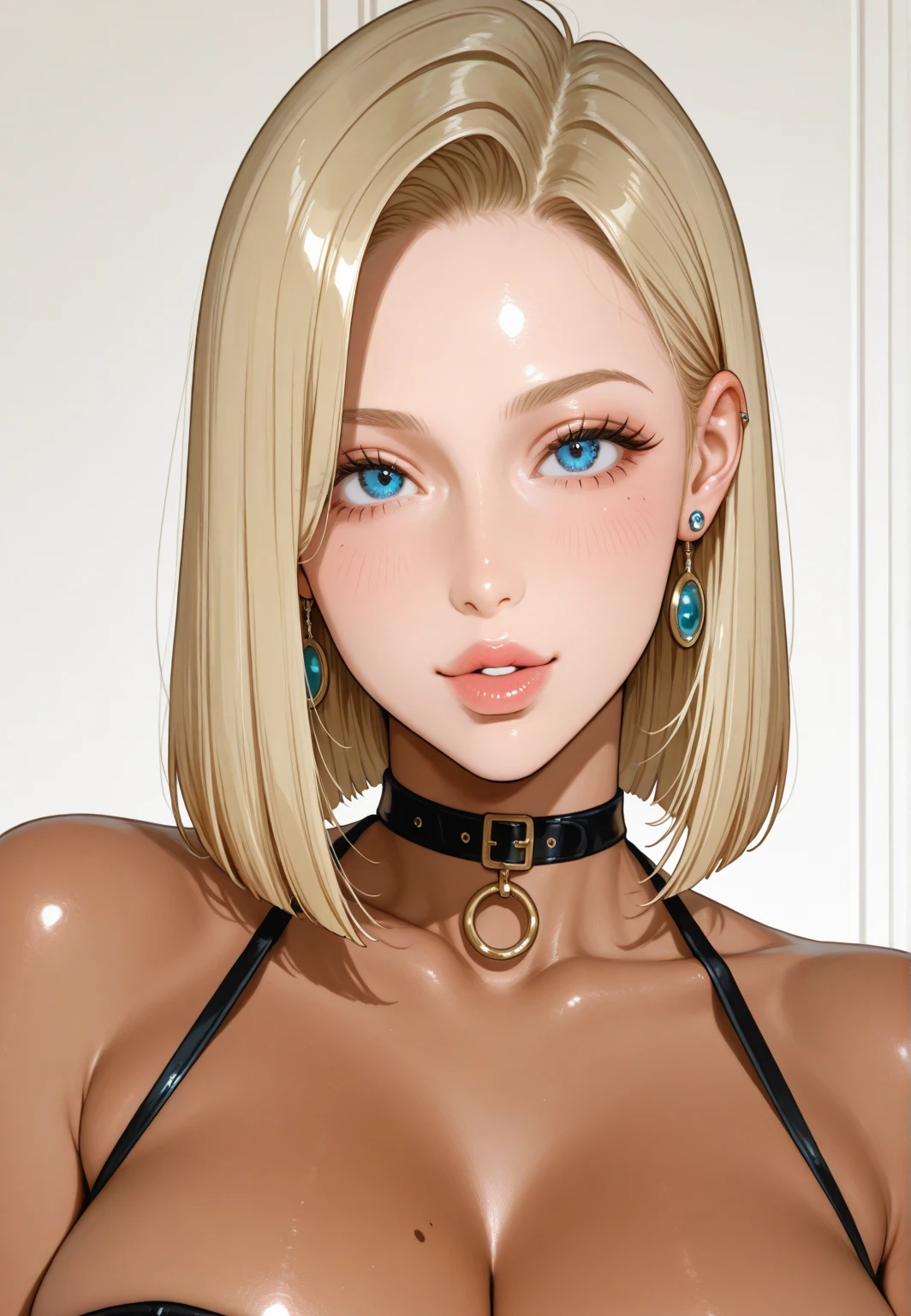 (blonde hair:1.2), bikini, (open mouth, tongue,:1.2), fellatio, looking at viewer, penis, 1boy, necklace, gray eyes, nails, beach, an asian girl with her hand over her shirt poses for an asian magazine cover, solo, cleavage, ((top-quality))Face Real、(1 shiny skin.4)Super close-up looking up from below(((Open your mouth a little and look sexy)))((​masterpiece)、(1 shiny skin.1.4)Buttock emphasis、((steampunc))Steampunk City、Big buttocks、(48-year-old girl)&#39;Buttocks in the face、((Bondage Fashion))、Blonde curly hair、Sexy Posing、((The lower body is a white leotard、Please wear a red garter belt))、Breasts enlarged、Neon lights of the city at sunset、(Various poses)