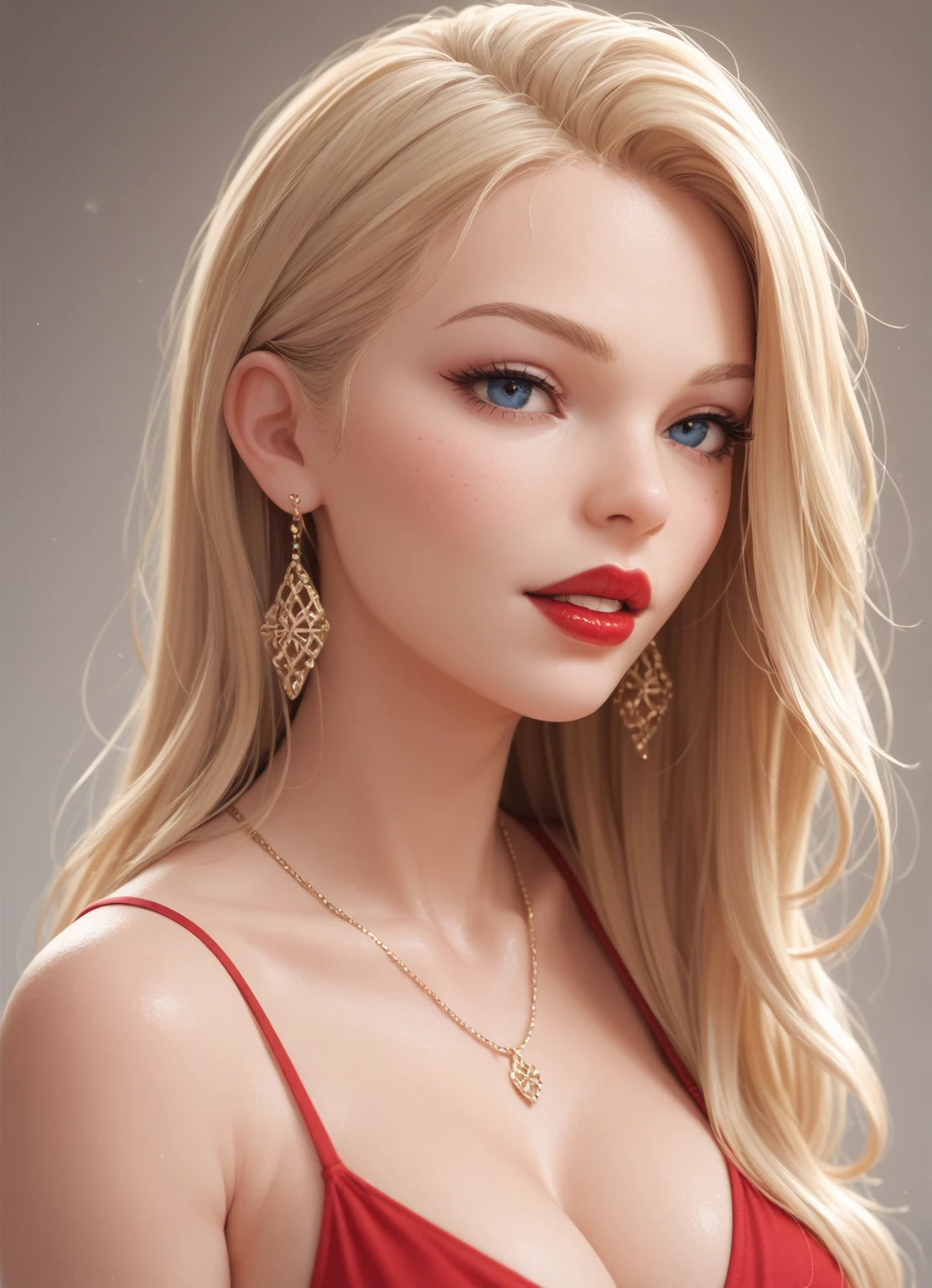 score_9, score_8_up, score_7_up, score_6_up, 1girl, breasts, rating:safe, necklace, cleavage, solo, jewelry, long_hair, blonde_hair, upper_body, blue_eyes, large_breasts, looking_at_viewer, lips, eyelashes, pendant, dress, makeup