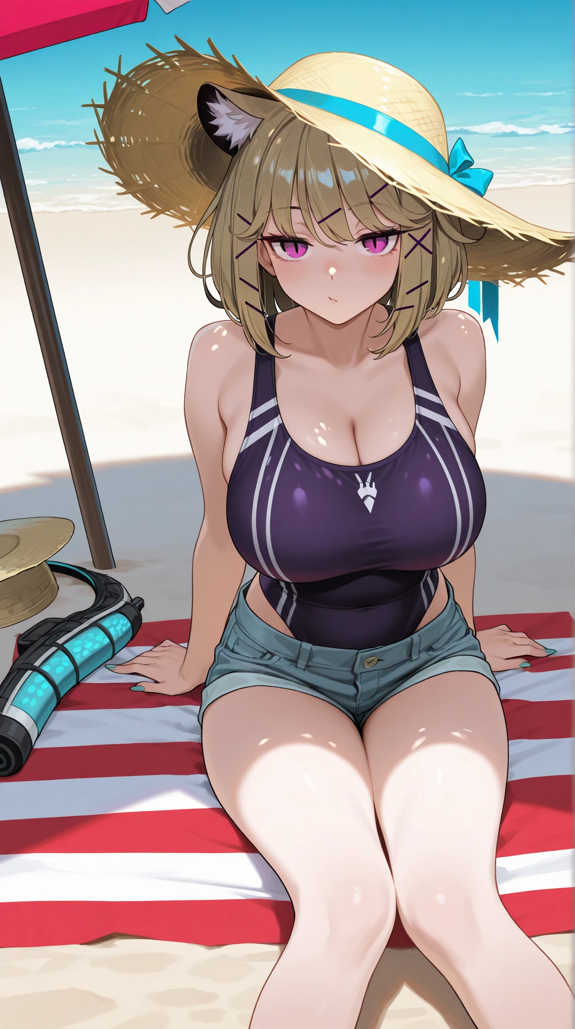 Beach Volleyball,Busty girl,High Saturation,CG Art, Makoto Shinkai's photo, pure, Concept Art, Lofi Art style,Shinkai Makoto animation art style, Lofi Art, Beautiful anime scene, Anime Landscape, Detailed scenery, Makoto Shinkai's style, Makoto Shinkai's style, Enhance Details