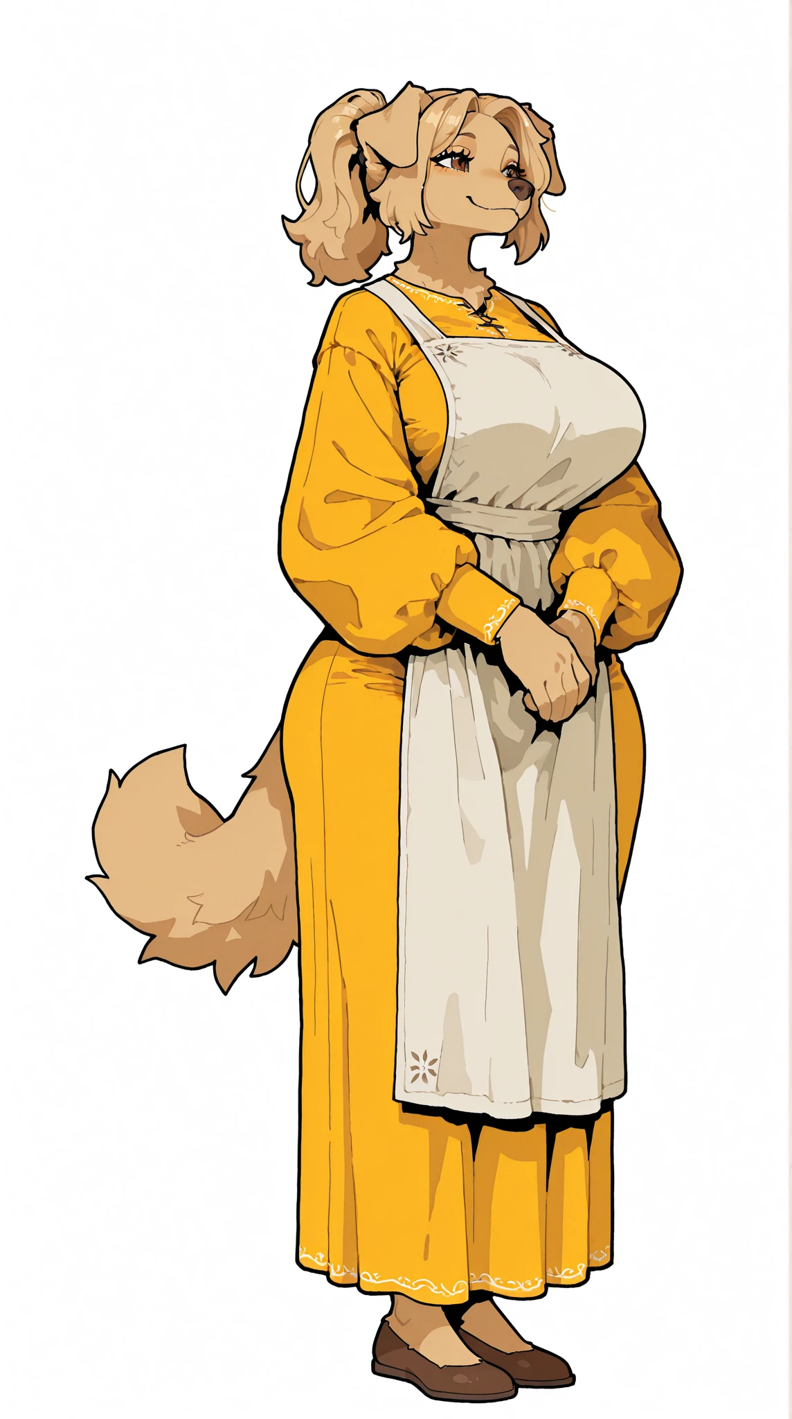 By bebebebebe, by lostgoose, by goonie-san, solo, female, canine, (((hair, doodle))), standing, (tail, snout, detailed eyes), standing, (french city), ((gucci outfit)), adult, mature, big breasts