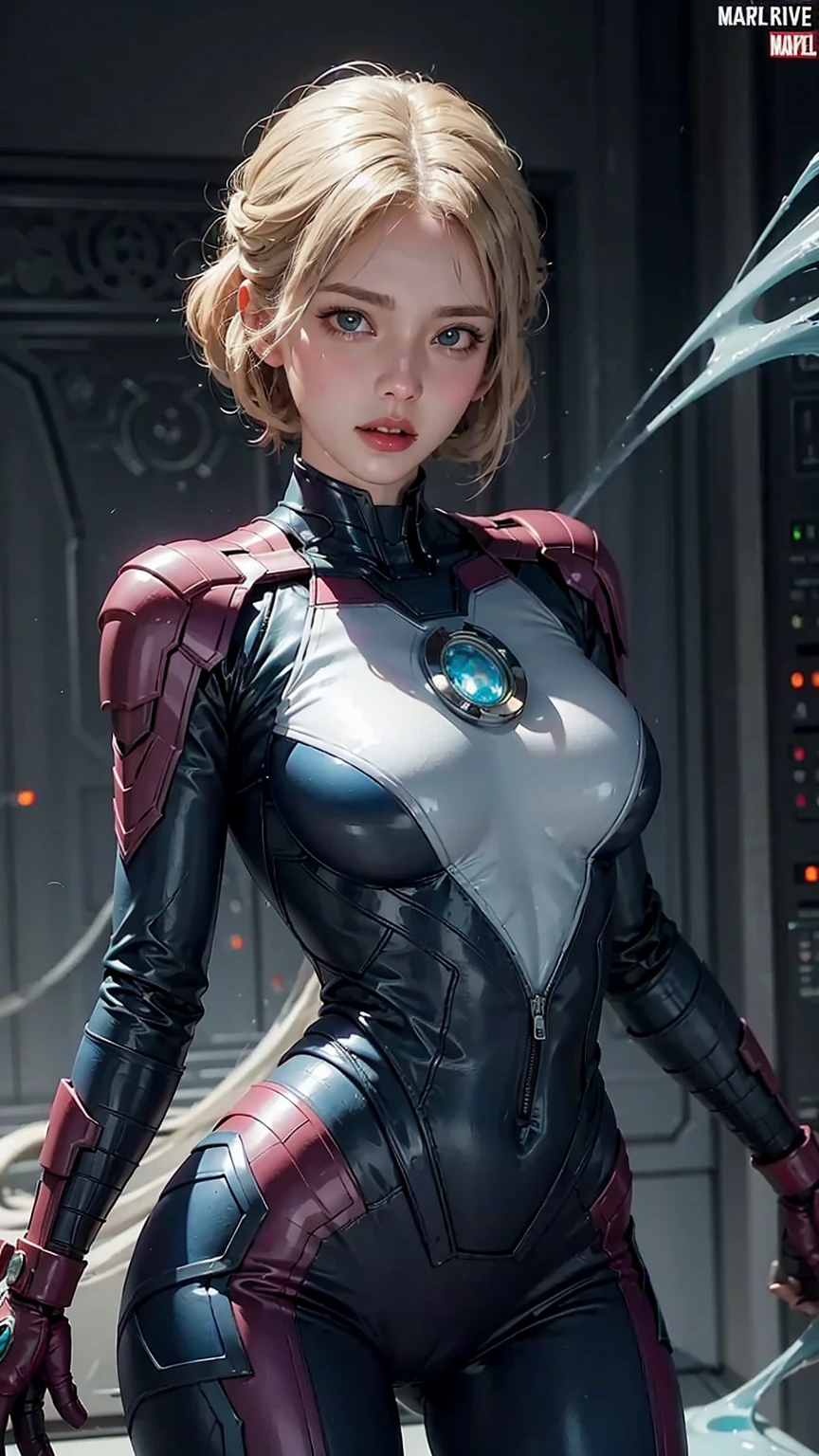 beautiful woman, shoulder length pink hair, green eyes, freckles, pink superhero outfit, plant powers, high quality