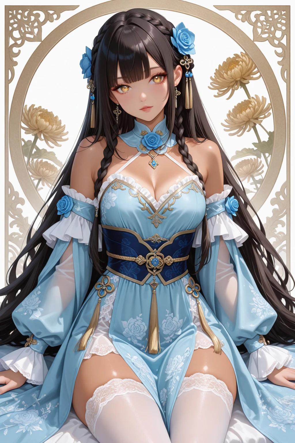 (highest quality)),(ultra high resolution),(Super detailed),(detailed description),((best CG)),(best work of art),super precision art,great drawing art,(Finely detailed fato:1.5), (1 woman:1.5),beautiful and well-shaped face:1.5,smile:1.5,White ruffled dress:1.4,clear:1.5, flower garden:1.3,butterfly々:1.3,soft sunlight:1.4,Breeze:1.5