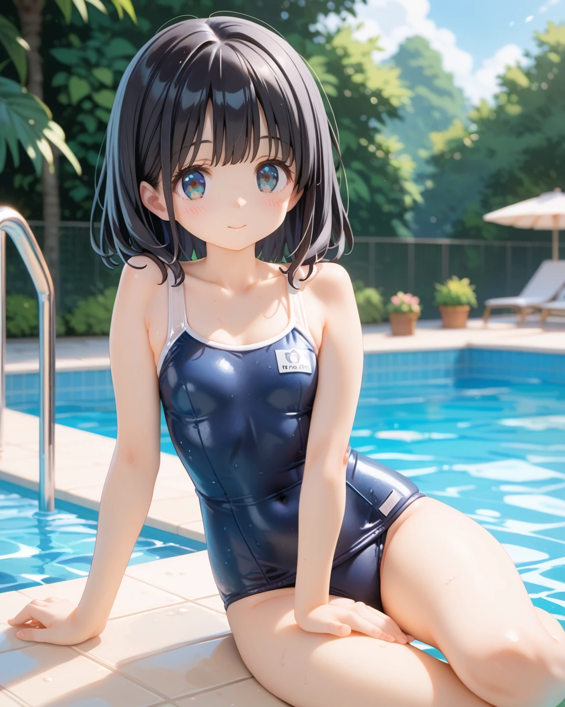 School Swimsuit, Young Girl（Chibi）, 5 years old, 