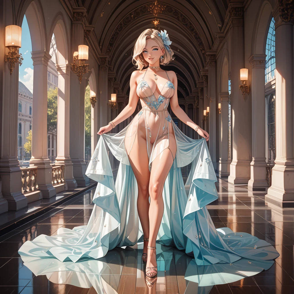 full body, backlit, chic fashion editorial, floral, body silhouette light, backlit silhouette silhouette((light orange hair)) (fashion high fashion) photography, (close-up: 1.1), glamorous woman with gorgeous (((blue and light orange flowered))) silk gown, beautiful side boob, sensual body, sensual pose, wearing thin strappy high heels, Japanese style, camera View from below, perspective, dynamic angle, facing camera, oily skin, glowing skin, striking composition, strong and confident pose, sensual gesture, glamor, seduction, sharp focus, high contrast, dramatic shadows, low light environment, dramatic lighting, youthful energy, oil painting, backlight, glass flowers, reality, realistic, sensual pose, striking pose, stylized pose, sensual pose, stylized pose, reality, perfect, xuer peacock feather