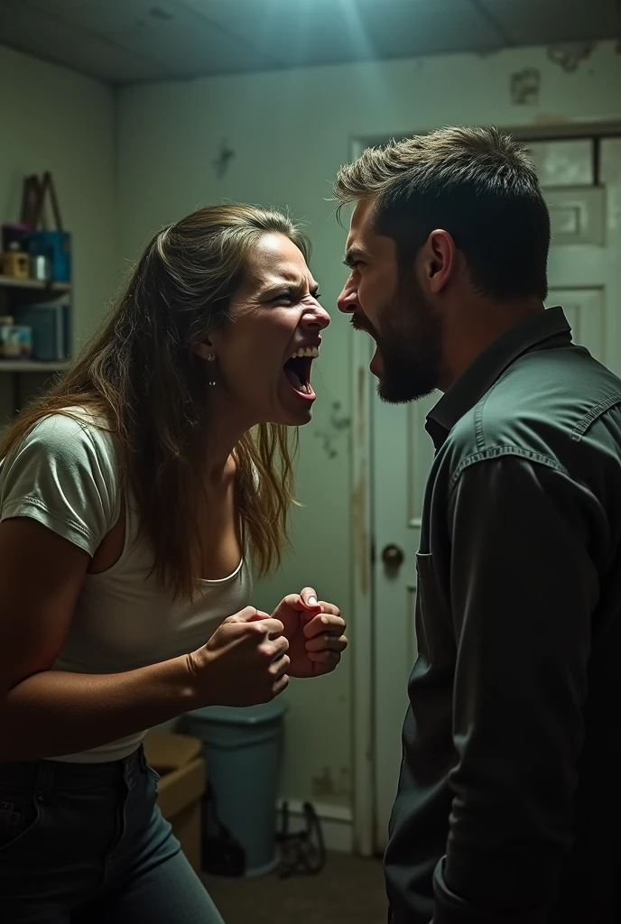 An image about violence where a woman is saying to stop hitting her. 
