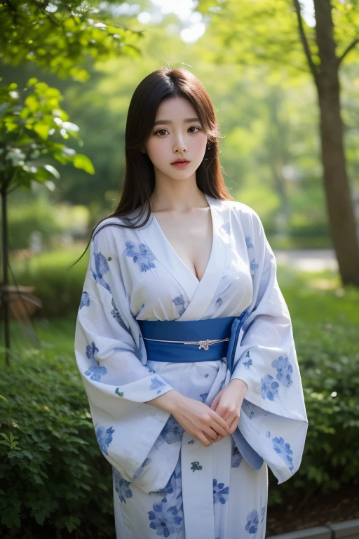 最high quality、high quality、Best image quality、8k、最High resolution、High resolution、最high quality、masterpiece、Detailed and realistic human body、Detailed and realistic skin、Realistic face in every detail、Realistic eyes down to the details、Realistic lips in every detail、Realistic teeth in every detail、Detailed and realistic ears、Detailed and realistic hair、Detailed and realistic weapons、Realistic reproduction of every detail、Realistic fingers in every detail、(Beautiful Hands、thumb1reference4)、Realistic feet down to the last detail、((Beautiful Japanese Girl))、(Japanese Model), (Japanese women)、((18 year old beautiful girl))、(Black Hair)、(Random Hairstyles)、((whole body))、((Beautiful upturned breasts))、(slim style、Slim fit)、(whole body光沢肌、Fair skin)、Soft natural light、Long-sleeved kimono、kimono、yukata、Japanese tradition、Japanese garden、((See-through mesh(花柄入りkimonoを着用))、((stand under the cherry tree))、((Raise one leg a little(Poses to make your thighs look beautiful))
