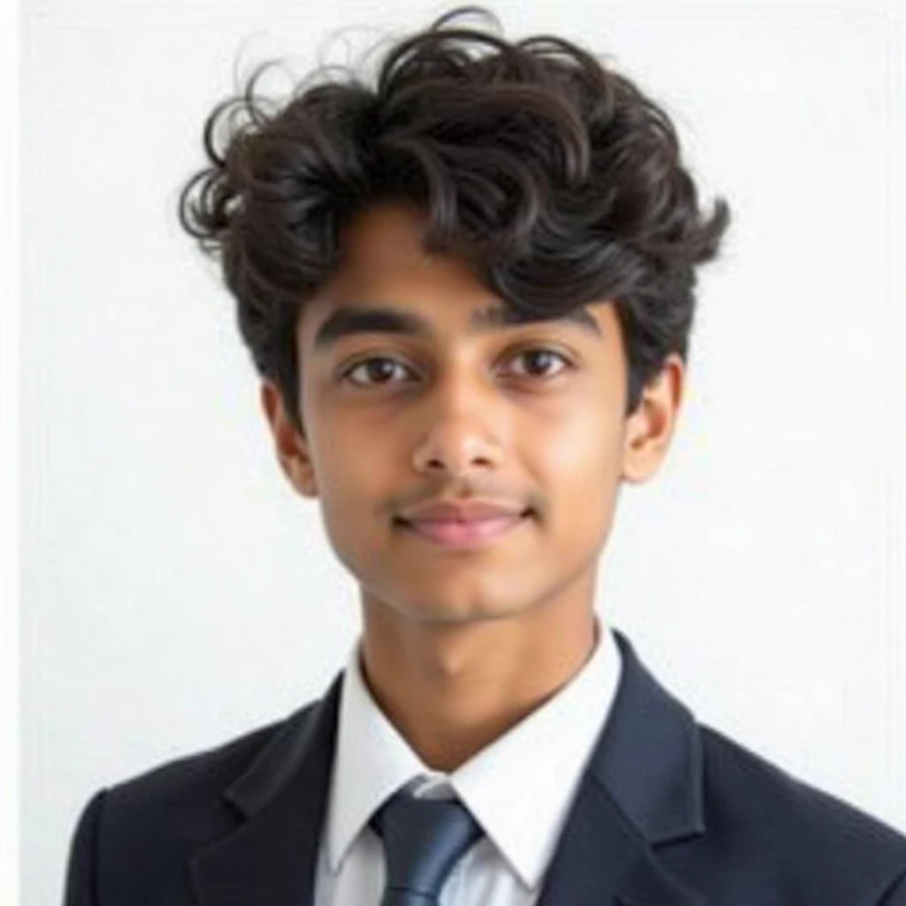 17 year old indian boy With fair skin Wearing spectacles and narrow body Posing for a linkedin picture in formal