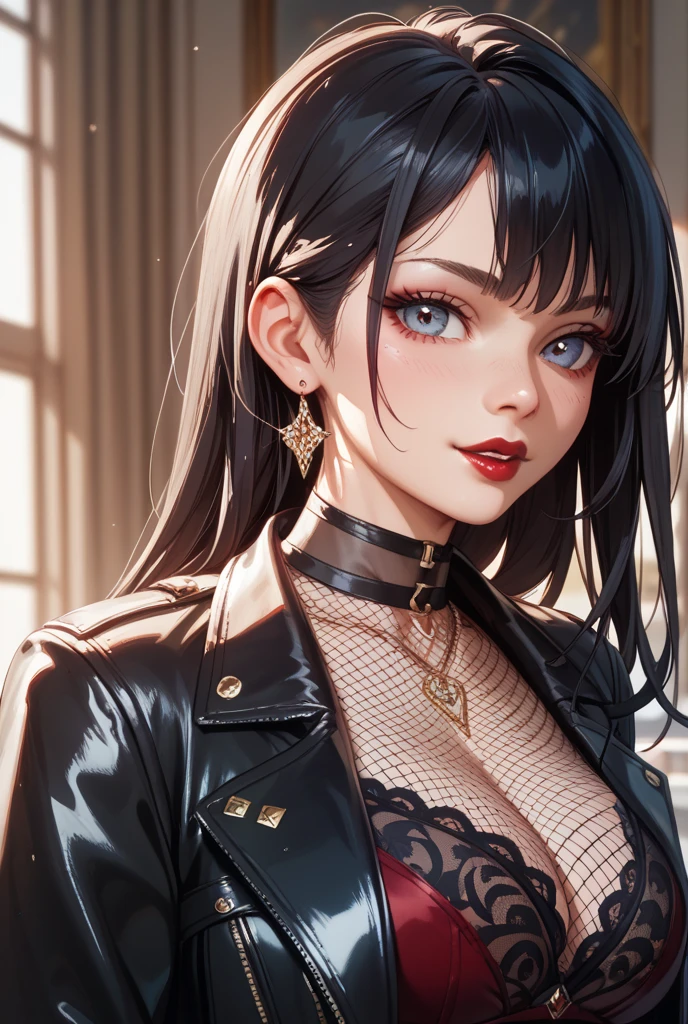 high resolution, 1 anime woman, hips up, Beautiful eyes, Long hair, jewelry, tattoo, street wear