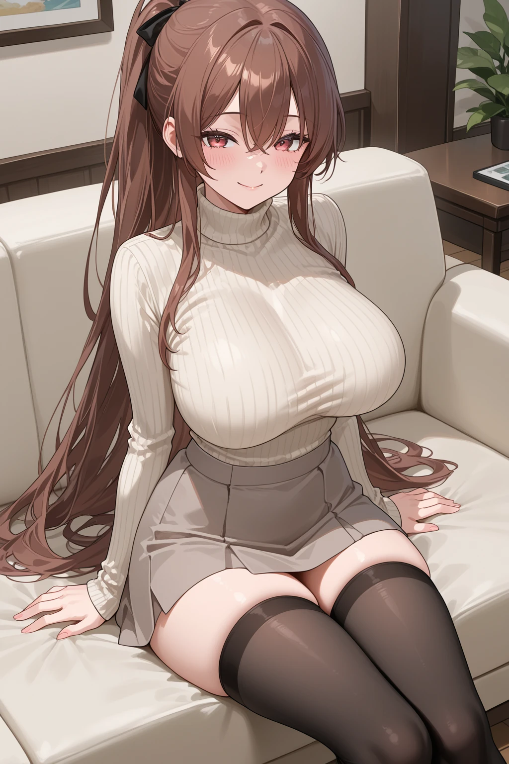(masterpiece、Highest quality、High resolution、Realistic photo、Real looking skin:1.1)、
(A woman is sitting in the waiting area of a pasta restaurant:1.8)、
(The length of the dress is so short that her panties are visible.:1.8)、
(Looking at her from a frontal perspective:1.8)、
(She has a grinning smile:1.8)、
(She is wearing a long sleeved turtleneck knitted mini dress with no slits:1.8)、
(The dress has a gap around the chest, exposing her cleavage.:1.8)
(This is a ribbed knit dress that shows off your body lines beautifully.:1.8)、
(I'm wearing mid-length boots:1.8)、
(The panties are white and patterned:1.5)、
(Brown hair medium ponytail:1.5)、
(The location was a waiting area at a fashionable pasta restaurant.:1.5)、
1 Japanese Girl、solo、Full Body Esbian、Beautiful Eyes、Shining Eyes、Shining thighs、NSFW