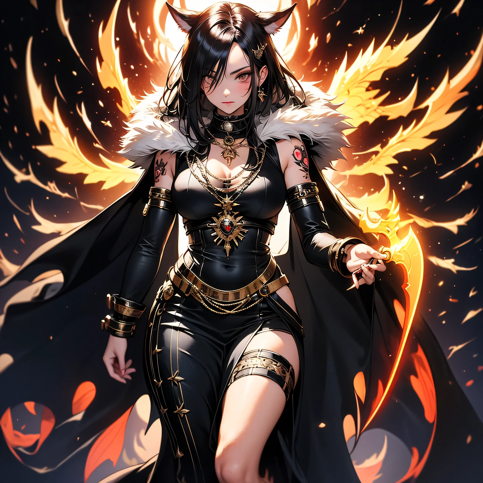 Ember Fury is a figure draped in dark, tattered clothing, adorned with symbols of rebellion and resistance. Their eyes blaze with a fiery intensity, reflecting the anger that simmers within. Charcoal-black hair frames a face marked by scars and the wear and tear of a life spent in the struggle for justice. Ember's presence is formidable, radiating a rebellious energy that draws like-minded individuals to their cause.