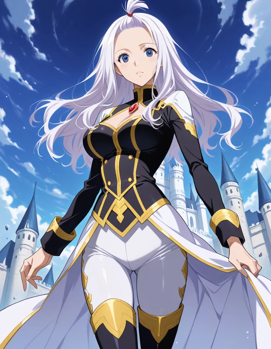 Full body, beautiful eyes , 1 girl , full body , cute girl , anime style , cute eyes , (standing up) , (Eclipse Grunts typically wear uniforms that embody the dark, mysterious theme of their organization. The uniforms are predominantly black with silver or dark blue accents, including a stylized emblem of a solar eclipse prominently displayed on their chest or cap. They often wear masks or visors that conceal their faces, adding an air of mystery and intimidation.) , ballgown