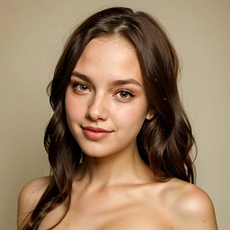 Ukraine girl 27 old (A round face with expressive features, different shades of pale pink skin creating a delicate contrast. The smooth, wrinkle-free round forehead is the perfect canvas for medium, round eyebrows. Plump and thick, the eyebrows fit her face perfectly. Sparkling light gray-blue eyes, wide open, reveal small pupils resembling black fireplaces. Small bags under the eyes emphasize depth, and long black cat eyelashes frame them like dark clouds.
The eyes are clear and transparent, revealing tiny blood vessels beneath, glowing on their own. Almost invisible pupils look like black beads in a blue ocean. Long black silk-like eyelashes frame the eyes like dark clouds. Oval ears, medium-sized and located in the middle of the head, have normal-sized and shaped pinnae, with small, neat, unpierced earlobes.
A special small, symmetrical concave nose adds cuteness and charm, impossible not to smile at. Raised base adds elegance. Round, plump cheeks resemble apples with barely noticeable pores, tender and ruddy skin featuring pink cheekbones. Glossy soft pink full lips, curved in a loving smile, showcase delicately rosy hues. Slightly parted, they display various shades of tender pink, adding warmth and tenderness.
A slightly rounded chin adds harmony, giving the impression of perpetual happiness and confidence. The girl looks at you with tenderness and love, eyes expressing kindness, and a slight smile revealing the warmth of her heart. Cascading obedient dark chestnut hair, rich and deep, with an even cut to collarbones. Voluminous, smooth, and shiny, falling in soft waves on shoulders. Thin and even bangs frame the face gently, emphasizing the eyes and adding mystery. Hair falls on the body, creating a sense of peace and relaxation without covering the face, enhancing its beauty.)