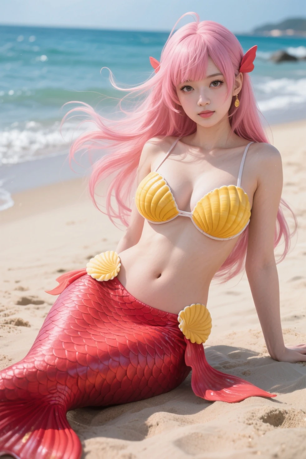 Mermaid with pink tail anime
