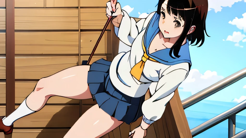 (full body shot),(upskirt, from very below,ceiling:1.5),(day:1.7), classroom,
(cute-sunfes-uniform-costume:1.9),kumiko oumae,brown_hair,brown_eyes, (rope shibari over the clothes:1.8),(arms behind head:1.5),(standing,lift one leg,show sexy-white-panty from micro_miniskirt:1.6),white_crotchless_panties, cameltoe, erotic,
1 girl, 18yo,Young female,Beautiful Finger,Beautiful long legs,Beautiful body,Beautiful Nose,Beautiful character design, perfect eyes, perfect face,
(frown,open mouth,screaming,disgust,crying,tearly,tearly closed eyes tightly,anger,sad,nose-blushing,:1.2),looking at viewer,
NSFW,official art,extremely detailed CG unity 8k wallpaper, perfect lighting,Colorful, Bright_Front_face_Lighting,
(masterpiece:1.0),(best_quality:1.0), ultra high res,4K,ultra-detailed,
photography, 8K, HDR, highres, absurdres:1.2, Kodak portra 400, film grain, blurry background, bokeh:1.2, lens flare, (vibrant_color:1.2)
(Beautiful-medium-Breasts,pointy tits:1.3), (beautiful_face:1.5),(narrow_waist),